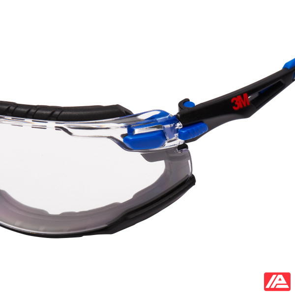3M™ Solus™ 1000 Safety Glasses Blue/Black Frame Scotchgard™ Anti-Fog /Anti-Scratch Coating (K&N) Clear Lens Foam Gasket and Strap S1101SGAFKT-EU - Image 6
