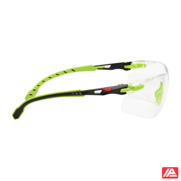 3M™ Solus™ 1000 Safety Glasses Green/Black Frame Scotchgard™ Anti-Fog/Anti-Scratch Coating (K&N) Clear Lens S1201SGAF-EU - Image 5
