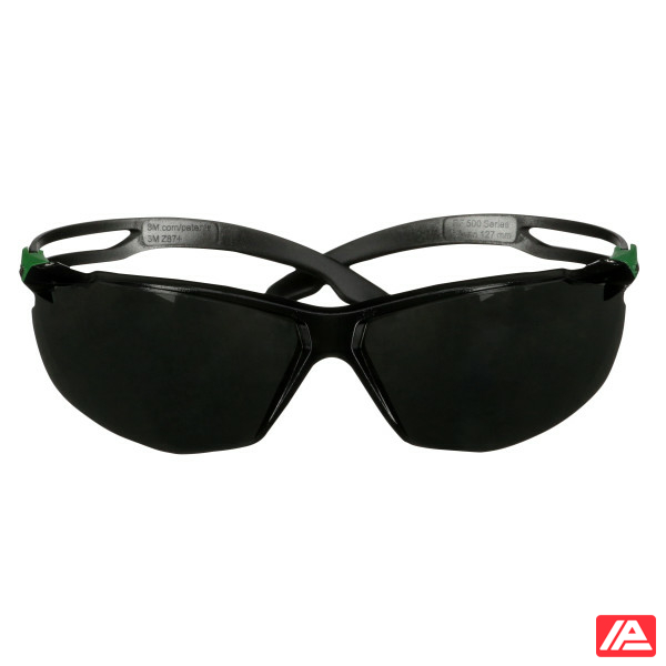 3M™ SecureFit™ 500 Safety Glasses Green/Black frame Anti-Scratch + (K) IR 5.0 Grey lens SF550ASP-GRN-EU - Image 2