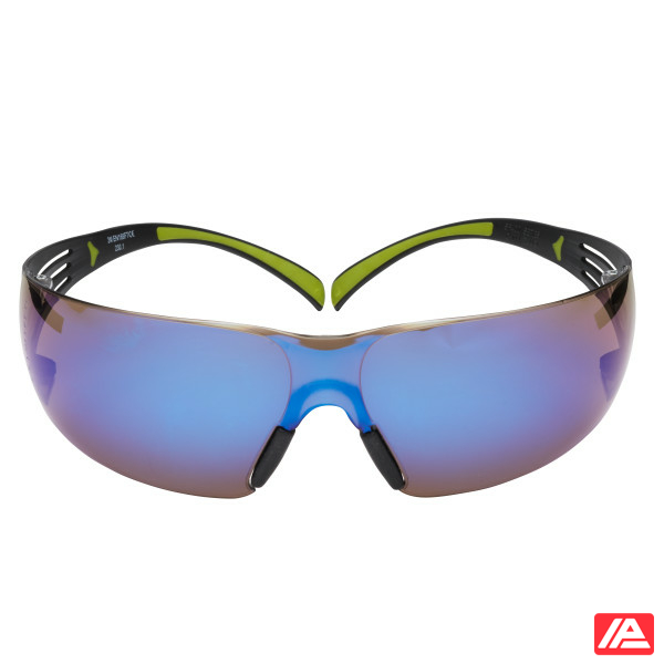 3M™ SecureFit™ 400 Safety Glasses Black/Green frame Anti-Scratch Blue Mirror Lens SF408AS-EU - Image 2