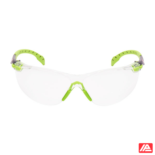 3M™ Solus™ 1000 Safety Glasses Green/Black Frame Scotchgard™ Anti-Fog/Anti-Scratch Coating (K&N) Clear Lens S1201SGAF-EU - Image 2