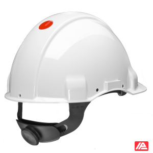 3M™ Hard Hat Uvicator Ratchet Non vented Dielectric 1000V Leather Sweatband White G3001MUV1000V-VI