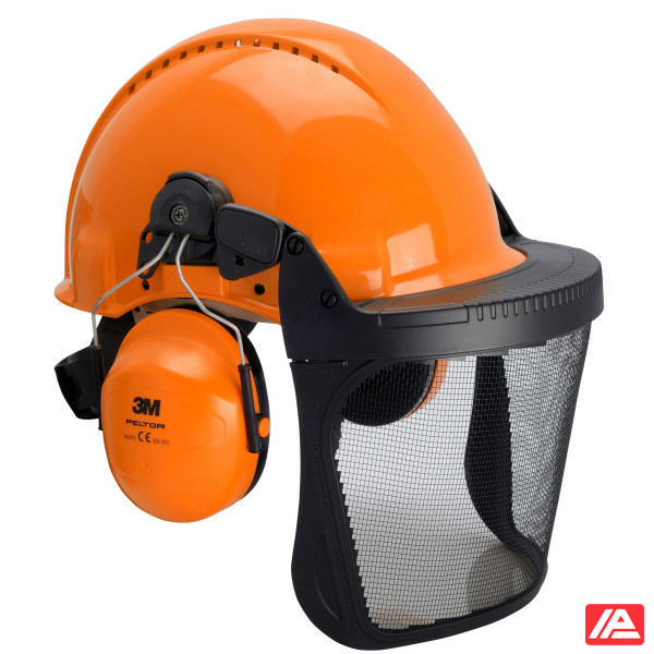 3M™ Forestry Combination G3000 Orange Safety Helmet H31 Earmuffs FH1 Holder and 5J Mesh Faceshield G3000NOR31FH15J931