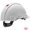 3M™ Hard Hat Uvicator Ratchet Non vented Dielectric 1000V Leather Sweatband White G3001MUV-VI