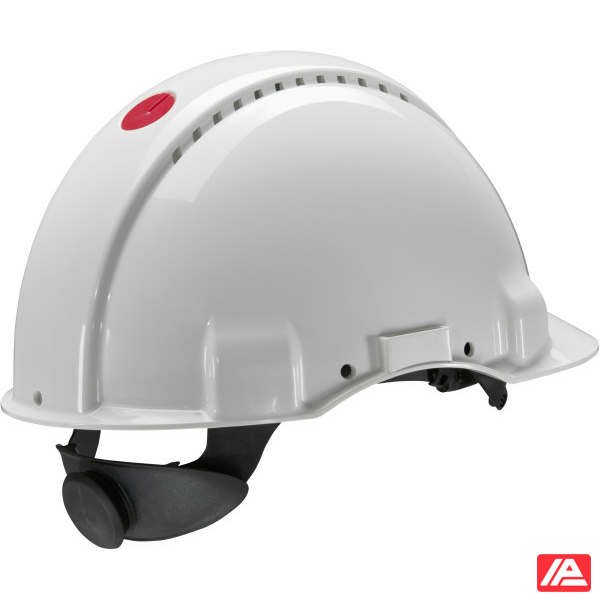 3M™ Hard Hat Uvicator Ratchet Non vented Dielectric 1000V Leather Sweatband White G3001MUV-VI