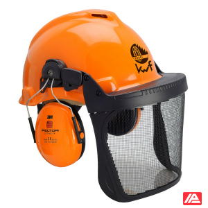 3M™ Forestry Combination FPA G3000 Orange Safety Helmet H31 muffs FH1 Holder and 5B Mesh Faceshield G3000MOR31FH15B
