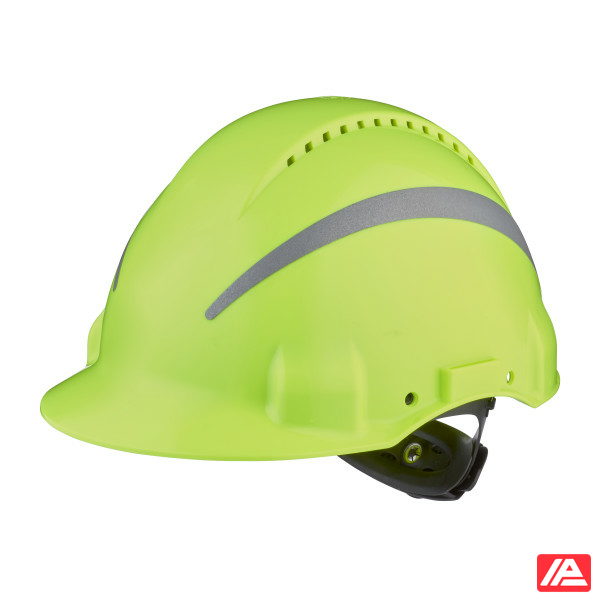 3M™ Hard Hat Uvicator Ratchet Ventilated Reflective Plastic Sweatband Hi-Viz G3000NUV-R-GB