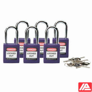 Ασφάλεια Λουκέτα - Τυπικό — SFTY PADLOCK STEEL 38MM SHA PURPLE 6/PAC