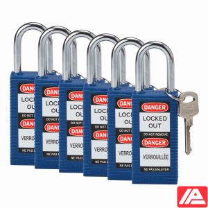 Ασφάλεια Λουκέτα - Μακρύ Σώμα — LONG BODY SFTY LOCK, 1.5" KD BLUE 6/PK