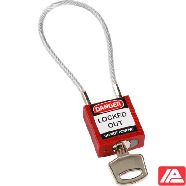 Ασφάλεια Λουκέτα - Συμπαγές Καλώδιο — Compact Cable Padlock Red 20cm KD