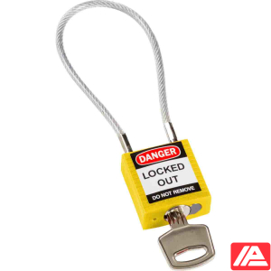 Ασφάλεια Λουκέτα - Συμπαγές Καλώδιο — Compact Cable Padlock Yellow 20cm KD