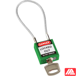 Ασφάλεια Λουκέτα - Συμπαγές Καλώδιο — Compact Cable Padlock Green 20cm KD