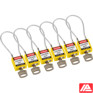 Ασφάλεια Λουκέτα - Συμπαγές Καλώδιο — Compact Cable Padlock Yellow 20cm KA/6PK