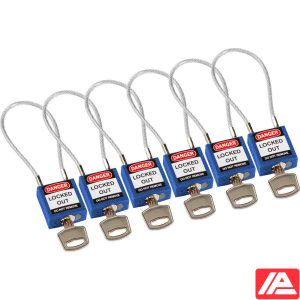 Ασφάλεια Λουκέτα - Συμπαγές Καλώδιο — Compact Cable Padlock Blue 20cm KA/6PK