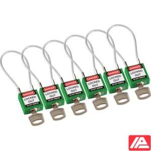 Ασφάλεια Λουκέτα - Συμπαγές Καλώδιο — Compact Cable Padlock Green 20cm KA/6PK