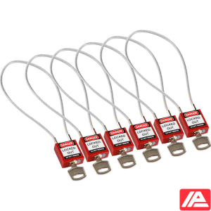 Ασφάλεια Λουκέτα - Συμπαγές Καλώδιο — Compact Cable Padlock Red 40cm KA/6PK