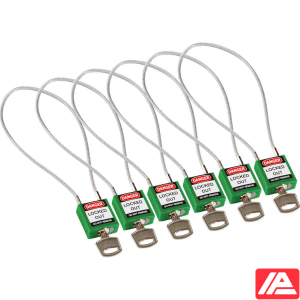 Ασφάλεια Λουκέτα - Συμπαγές Καλώδιο — Compact Cable Padlock Green 40cm KA/6PK