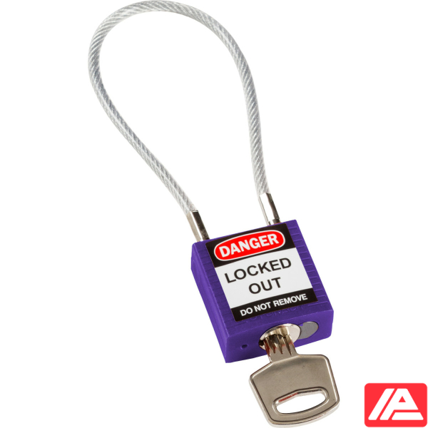 Ασφάλεια Λουκέτα - Συμπαγές Καλώδιο — Compact Cable Padlock Purple 20cm KD