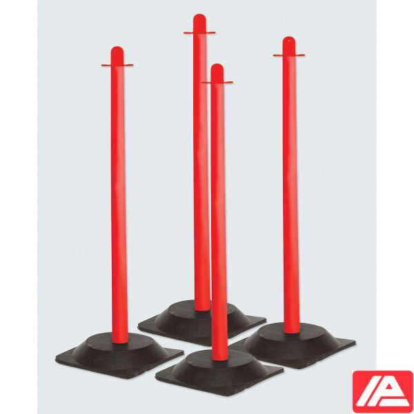 Post and Rubber Base - POST & RUBBER BASE RED PK 4