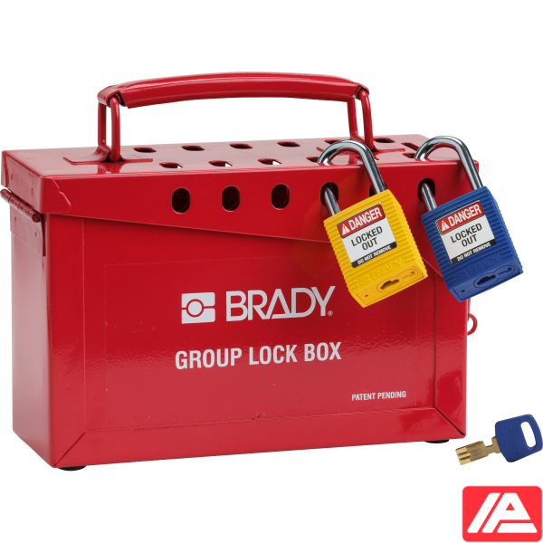 Portable Metal Group Lockout Boxes - METAL LOCK BOX, 13 LOCK, RED - Image 3