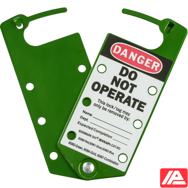 Labelled Lockout Hasp - GREEN LABELLED LOCKOUT HASP ALUMINIUM - Image 4