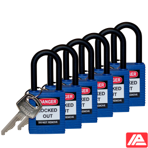 Ασφάλεια Λουκέτα - Νάιλον Σάκλες — SFTY PADLOCK NYLON 38MM SHA BLUE