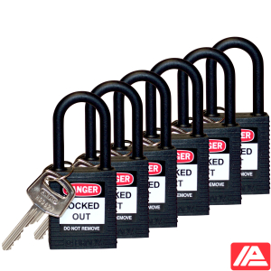 Ασφάλεια Λουκέτα - Νάιλον Σάκλες — SFTY PADLOCK NYLON 38MM SHA BLACK 6/PAC