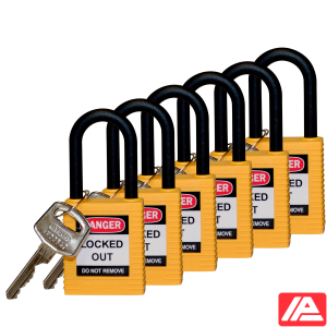 Ασφάλεια Λουκέτα - Νάιλον Σάκλες — SFTY PADLOCK NYLON 38MM SHA YELLOW 6/PAC