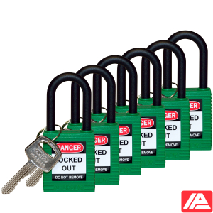 Ασφάλεια Λουκέτα - Νάιλον Σάκλες — SFTY PADLOCK NYLON 38MM SHA GREEN 6/PAC