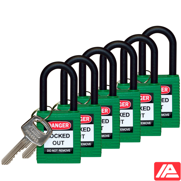 Ασφάλεια Λουκέτα - Νάιλον Σάκλες — SFTY PADLOCK NYLON 38MM SHA GREEN 6/PAC