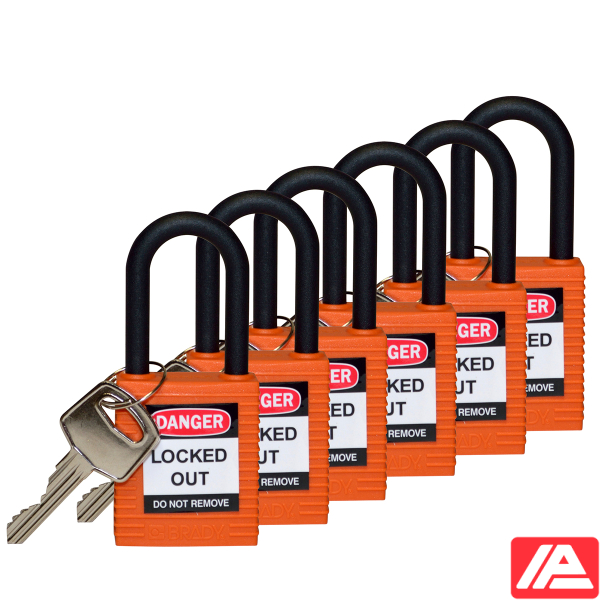 Ασφάλεια Λουκέτα - Νάιλον Σάκλες — SFTY PADLOCK NYLON 38MM SHA ORANGE 6/PAC