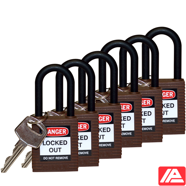 Ασφάλεια Λουκέτα - Νάιλον Σάκλες — SFTY PADLOCK NYLON 38MM SHA BROWN 6/PAC