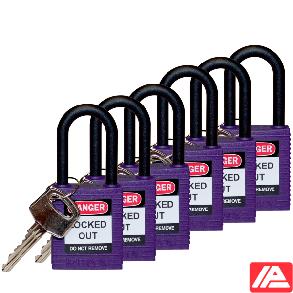 Ασφάλεια Λουκέτα - Νάιλον Σάκλες — SFTY PADLOCK NYLON 38MM SHA PURPLE 6/PAC
