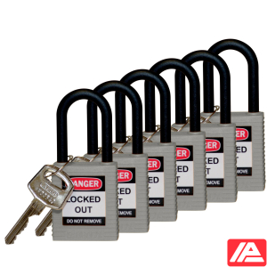 Ασφάλεια Λουκέτα - Νάιλον Σάκλες — SFTY PADLOCK NYLON 38MM SHA GREY 6/PAC