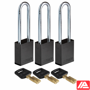 Ασφαλές κλειδί Λουκέτα - Αλουμίνιο — ALU-BLK-76ST-KA3PK
