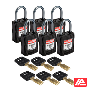 Συμπαγές SafeKey Νάιλον Αποκλεισμός Λουκέτα με Αλουμίνιο Shackle — CPT-BLK-25AL-KD6PK