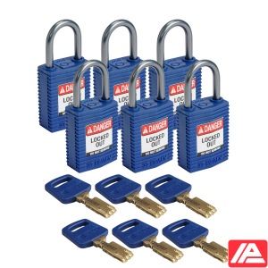 Συμπαγές SafeKey Νάιλον Αποκλεισμός Λουκέτα με Αλουμίνιο Shackle — CPT-BLU-25AL-KD6PK