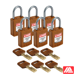 Συμπαγές SafeKey Νάιλον Αποκλεισμός Λουκέτα με Αλουμίνιο Shackle — CPT-BRN-25AL-KD6PK