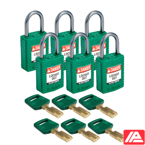 Συμπαγές SafeKey Νάιλον Αποκλεισμός Λουκέτα με Αλουμίνιο Shackle — CPT-GRN-25AL-KD6PK