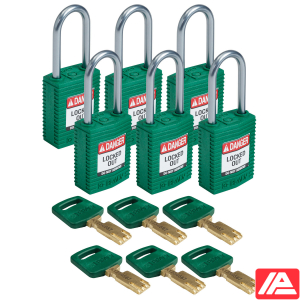 Συμπαγές SafeKey Νάιλον Αποκλεισμός Λουκέτα με Αλουμίνιο Shackle — CPT-GRN-38AL-KD6PK