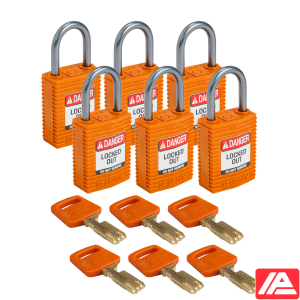 Συμπαγές SafeKey Νάιλον Αποκλεισμός Λουκέτα με Αλουμίνιο Shackle — CPT-ORG-25AL-KD6PK