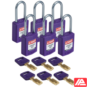 Συμπαγές SafeKey Νάιλον Αποκλεισμός Λουκέτα με Αλουμίνιο Shackle — CPT-PRP-38AL-KD6PK
