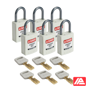 Συμπαγές SafeKey Νάιλον Αποκλεισμός Λουκέτα με Αλουμίνιο Shackle — CPT-WHT-25AL-KD6PK