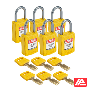 Συμπαγές SafeKey Νάιλον Αποκλεισμός Λουκέτα με Αλουμίνιο Shackle — CPT-YLW-25AL-KD6PK