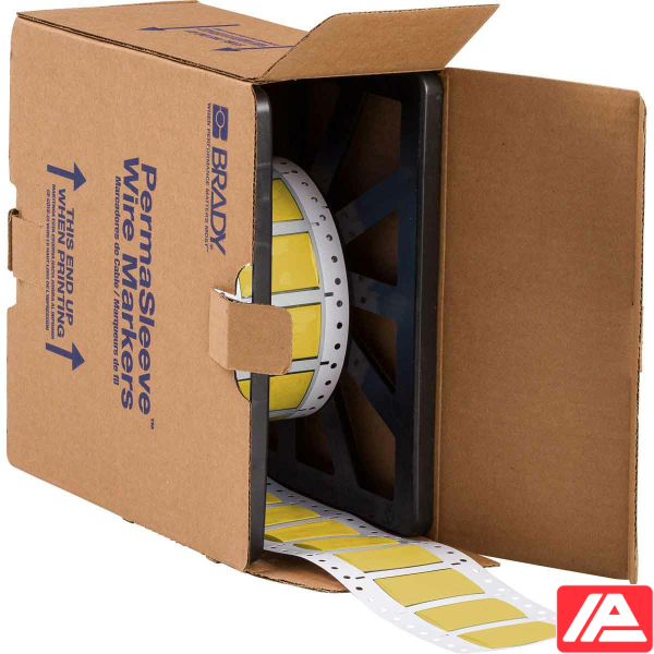 Ρολό κίτρινων δεικτών καλωδίων Brady LSZH-750-2-YL σε κουτί