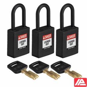 Ασφαλές κλειδί Λουκέτα - Νάιλον — NYL-BLK-38PL-KA3PK