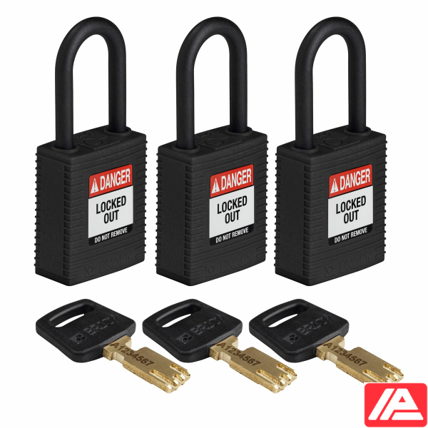Ασφαλές κλειδί Λουκέτα - Νάιλον — NYL-BLK-38PL-KA3PK