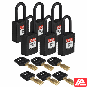 Ασφαλές κλειδί Λουκέτα - Νάιλον — NYL-BLK-38PL-KD6PK