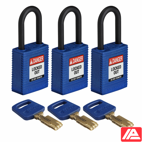 Ασφαλές κλειδί Λουκέτα - Νάιλον — NYL-BLU-38PL-KA3PK