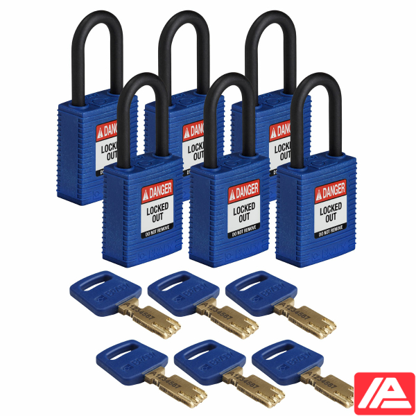 Ασφαλές κλειδί Λουκέτα - Νάιλον — NYL-BLU-38PL-KD6PK